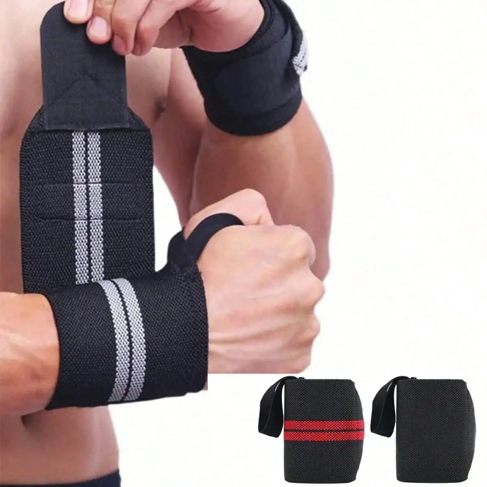 Wrist Wraps Weightlifting Support - قطعتان من أربطة المعصم المرنة، دعامة